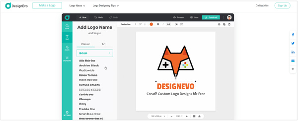 designevo ai logo maker