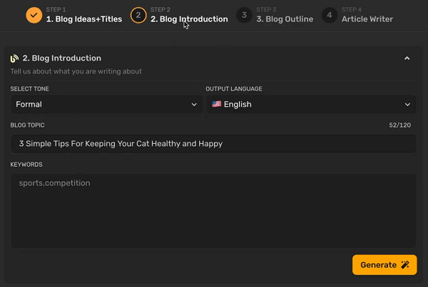 simplified full blog writer generate blog introduction