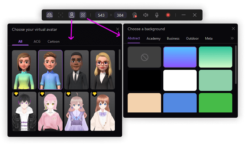 wondershare democreator virtual avatar recording