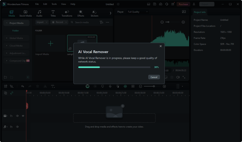 wondershare filmora ai vocal remover