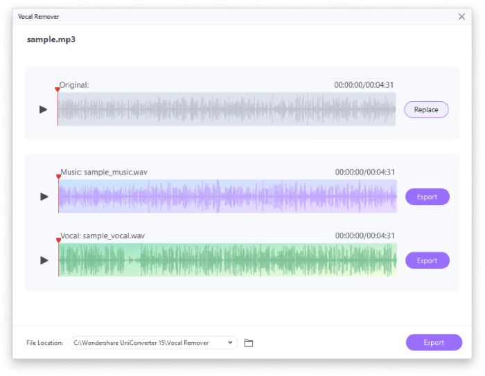 wondershare uniconverter vocal remover